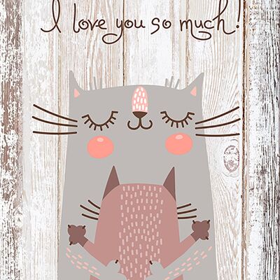 Saying poster on wood/deco panel: I love you so much... 20x30cm, picture, mural, wall decoration