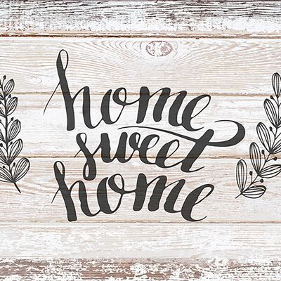 Spruch-Poster auf Holz / Dekopanel: home sweet home 20x30cm, Bild, Wandbild, Wanddekoration