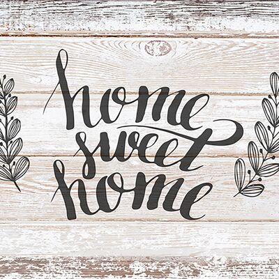 Saying poster on wood/deco panel: home sweet home 20x30cm, picture, mural, wall decoration