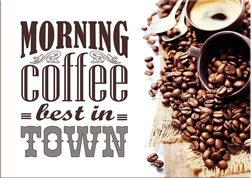 Spruch-Poster auf Holz / Dekopanel: Morning Coffee 20x30cm, Bild, Wandbild, Wanddekoration