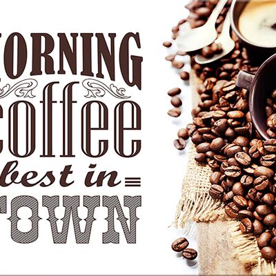 Saying poster on wood/deco panel: Morning Coffee 20x30cm, picture, mural, wall decoration
