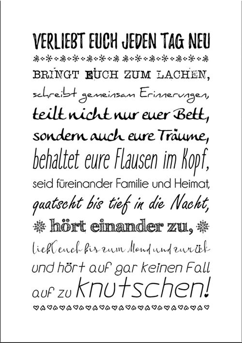 Spruch-Poster auf Holz / Dekopanel: Verliebt euch.. 30x42cm, Bild, Wandbild, Wanddekoration