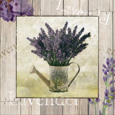 Design poster on wood/deco panel: Lavender 30x30cm, picture, mural, wall decoration