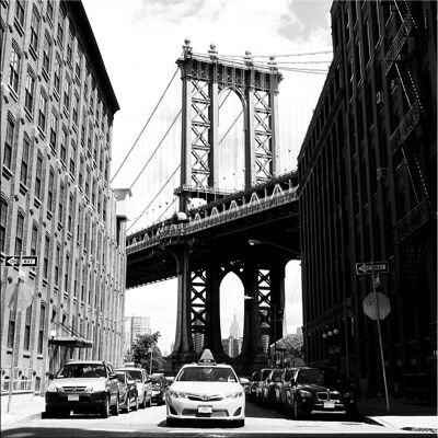 Design poster on wood/deco panel: Brooklyn Bridge 30x30cm, picture, mural, wall decoration
