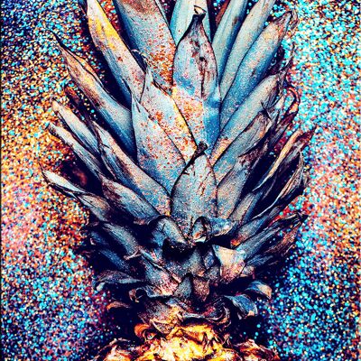 Poster di design su legno/pannello decorativo: Ananas pesante 40x50 cm, immagine, murale, decorazione murale