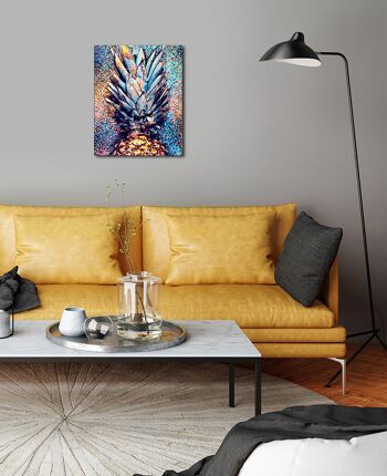 Affiche design sur bois/panneau déco : Ananas lourd 40x50cm, tableau, murale, décoration murale 2