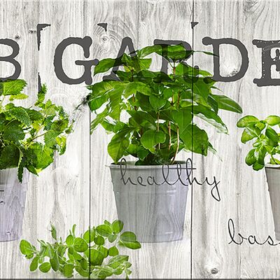 Design poster on wood/deco panel: Herb Garden 90x30cm, picture, mural, wall decoration