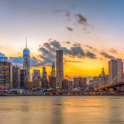 Design poster on wood/deco panel: Sunset NY 90x30cm, picture, mural, wall decoration