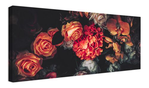hochwertiges Leinwandbild, Wanddekoration: Vintage Flowers 120x50cm, Bild, Wandbild, Wanddekoration