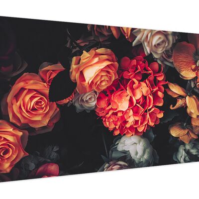 hochwertiges Leinwandbild, Wanddekoration: Vintage Flowers 120x50cm, Bild, Wandbild, Wanddekoration