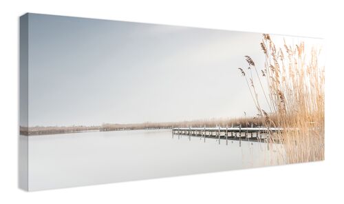 hochwertiges Leinwandbild, Wanddekoration: Peaceful Lake 120x50cm, Bild, Wandbild, Wanddekoration