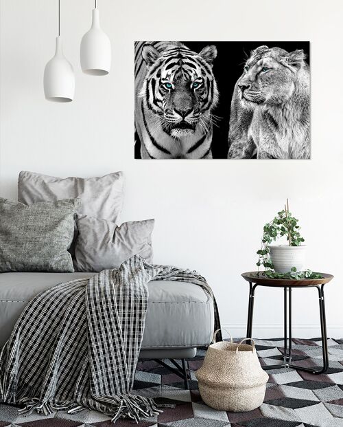 Design-Poster auf Holz / Dekopanel: Big cats 90x60cm, Bild, Wandbild, Wanddekoration