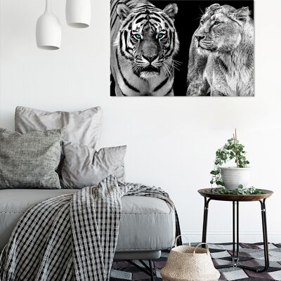 Design poster on wood/deco panel: Big cats 90x60cm, picture, mural, wall decoration