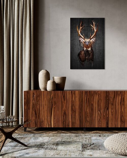 Design-Poster auf Holz / Dekopanel: Modern Deer 90x60cm, Bild, Wandbild, Wanddekoration