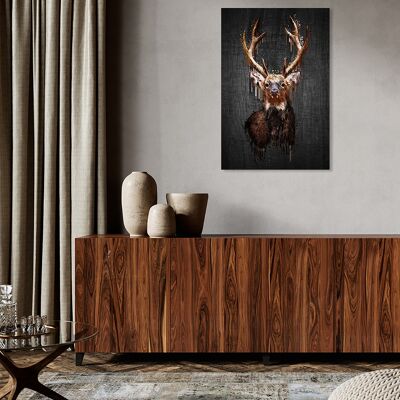 Design-Poster auf Holz / Dekopanel: Modern Deer 90x60cm, Bild, Wandbild, Wanddekoration