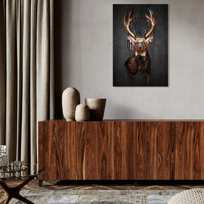 Design poster on wood/deco panel: Modern Deer 90x60cm, picture, mural, wall decoration