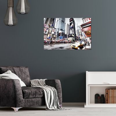 Design poster on wood/deco panel: Times Square 90x60cm, picture, mural, wall decoration