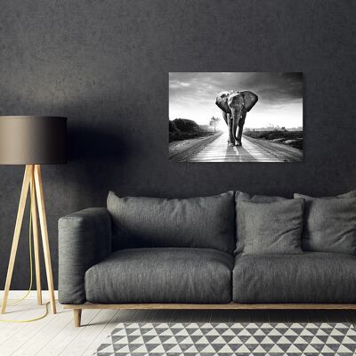 Design poster on wood/deco panel: B&W Elephant 90x60cm, picture, mural, wall decoration