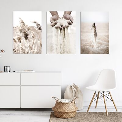 Design poster on wood/deco panel: feather 90x60cm, picture, mural, wall decoration
