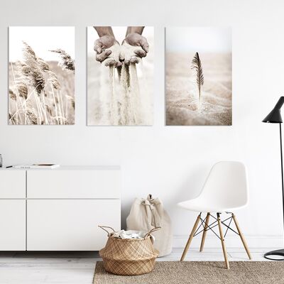 Design poster on wood/deco panel: feather 90x60cm, picture, mural, wall decoration