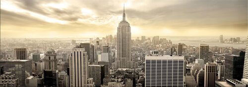 Design-Poster auf Holz / Dekopanel: New York Morning 118x41cm, Bild, Wandbild, Wanddekoration