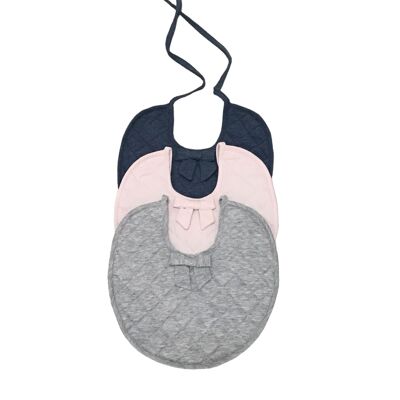 Round bib with bow gray melange