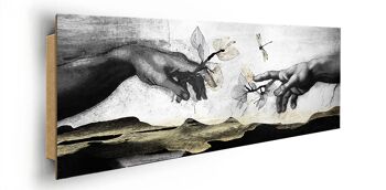 Affiche design sur bois/panneau déco : Hommage à Michel-Ange 118x41cm, tableau, murale, décoration murale 3