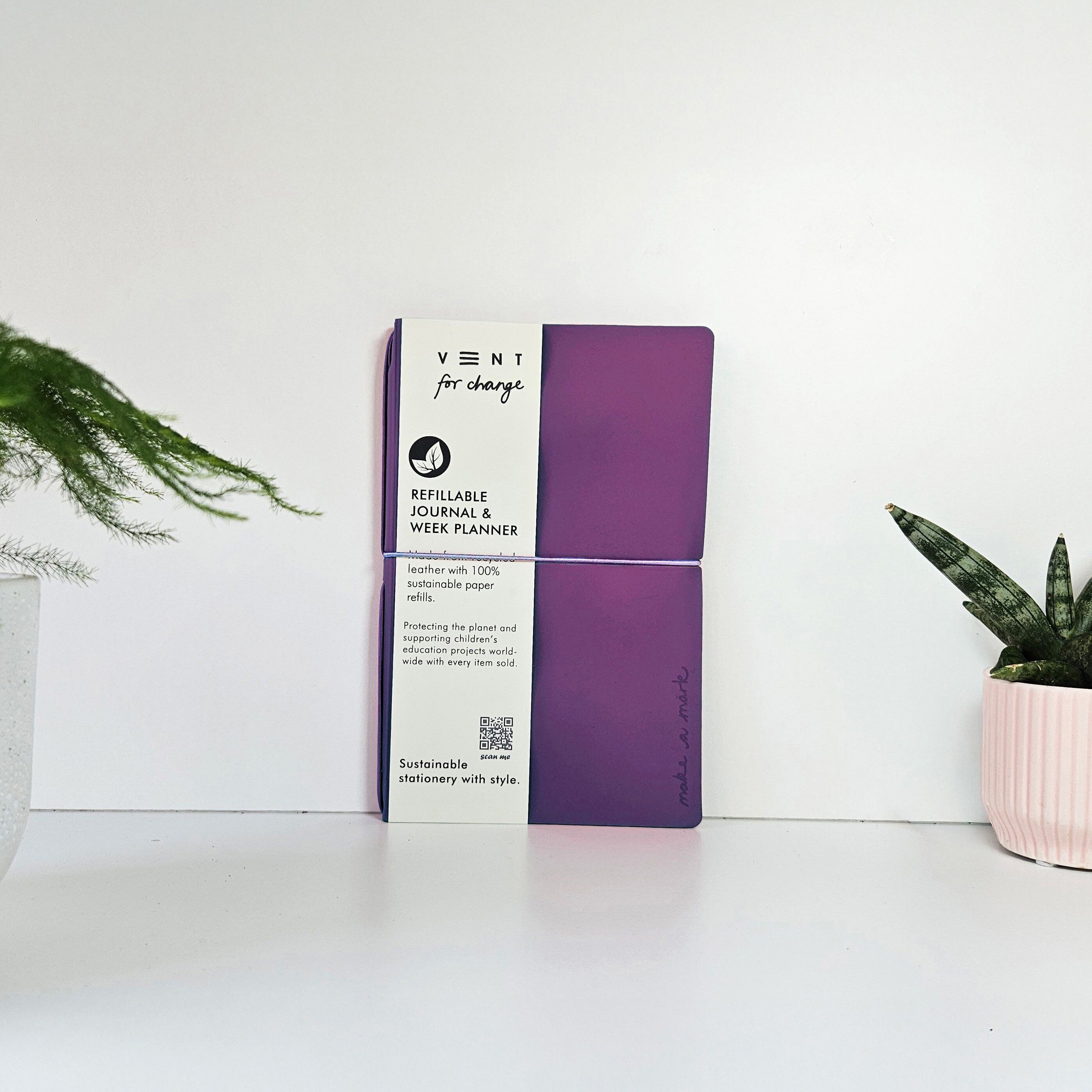 Agenda Semainier / Journal Cuir Recyclé Rechargeable - Violet