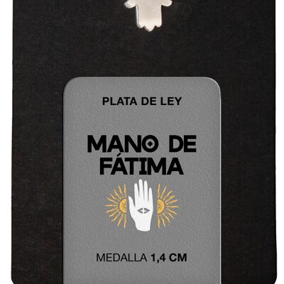 Medalla Plata Mano de Fátima 1,4 cm