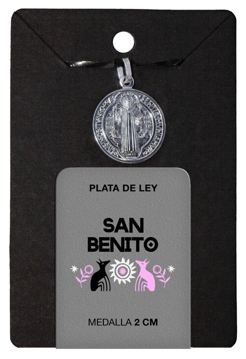 Medalla Plata San Benito 2 cm