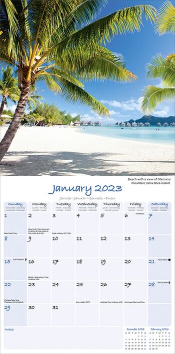 Calendrier 2023 Iles tropicales 2