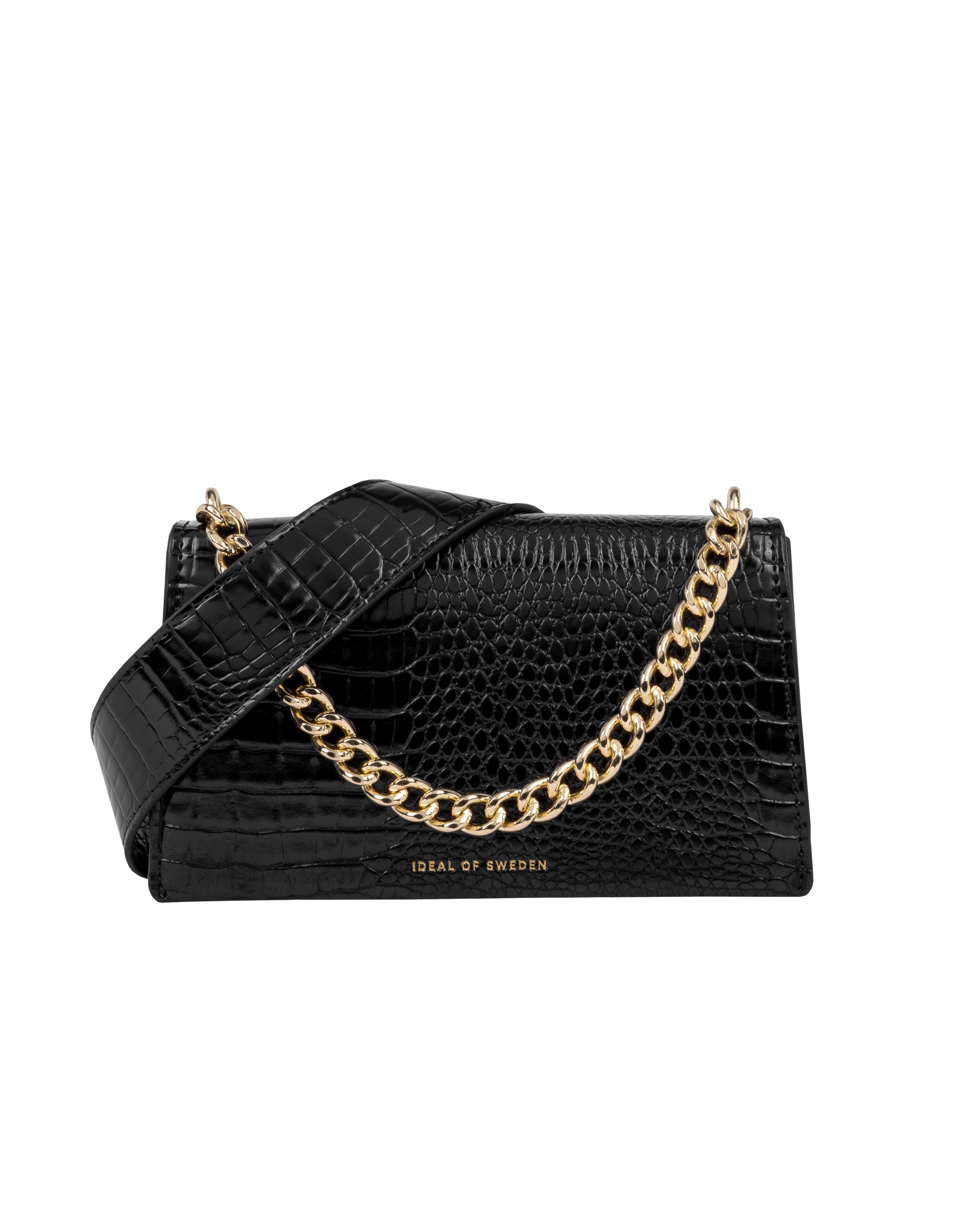 Medium Lia Baguette Bag Neo Noir Croco