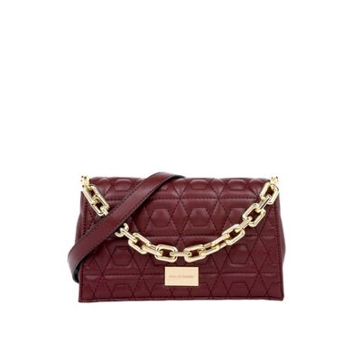 Leia Crossbody Trio Compartment Bag Quilted Ruby