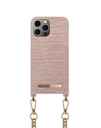 Coque Collier iPhone 13PM/12PM Misty Rose Croco