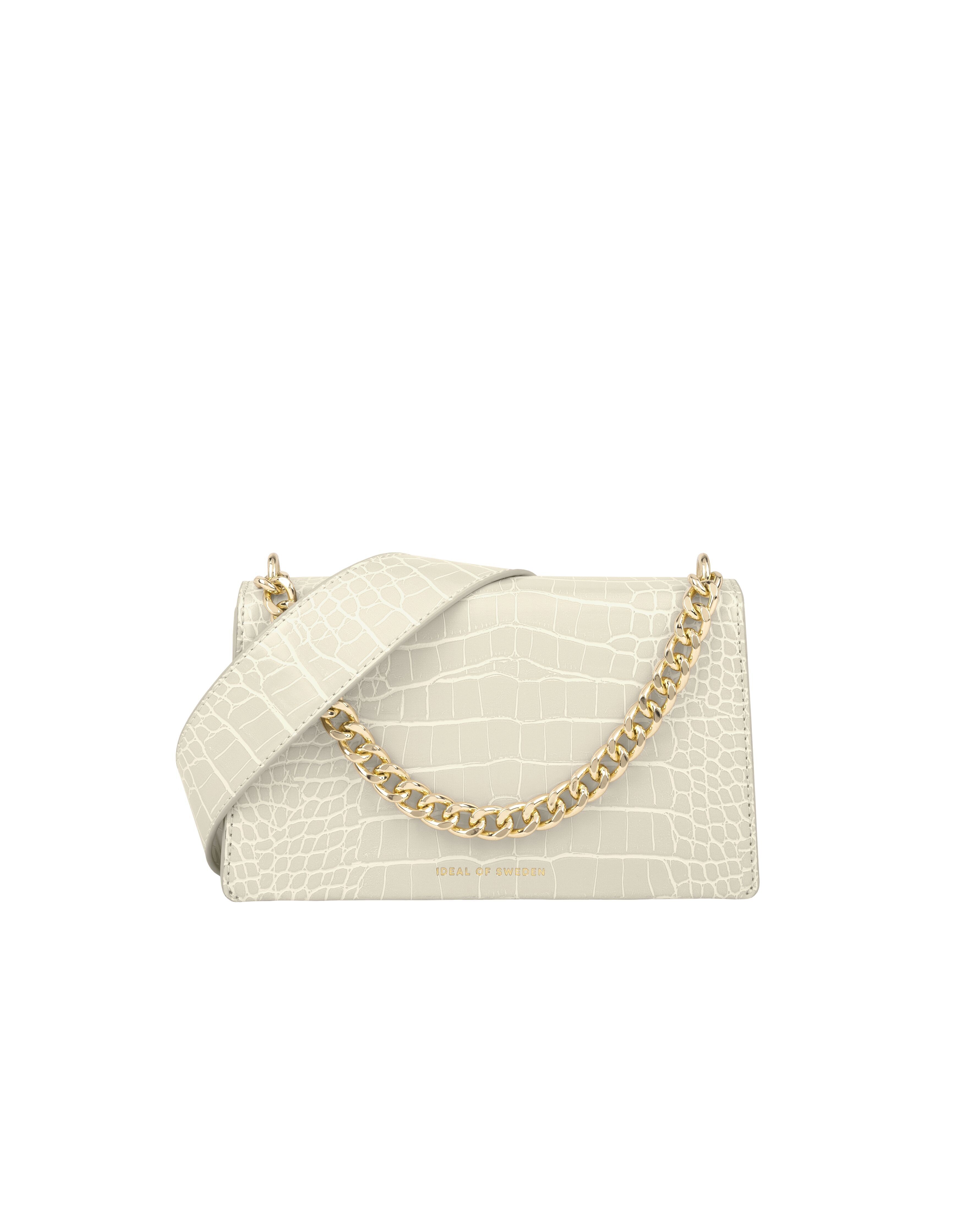 Kleine Lia Baguette Tasche Creme Beige Kroko