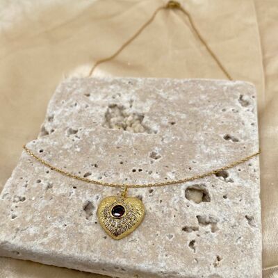 Red Heart Necklace - Gold Plated