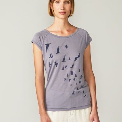 Flying Birds Lila Gris