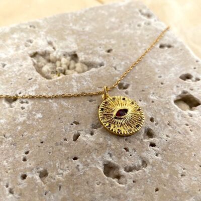 Red eye Necklace - Gold Plated