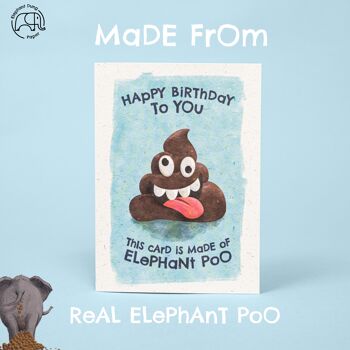 Carte Joyeux anniversaire caca d'éléphant 1