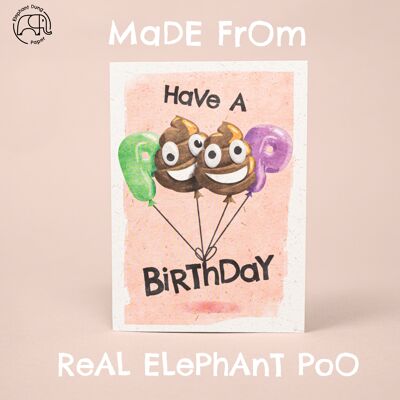 Joyeux anniversaire éléphant caca carte 2