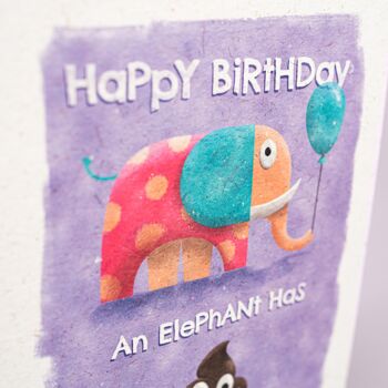 Joyeux anniversaire éléphant caca carte 3 2
