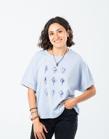 T-shirt oversize femme coquillages