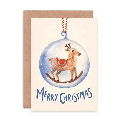 Cartolina di Natale con globo di neve di renne