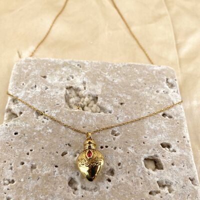 Drop Red Necklace - Gold Plated