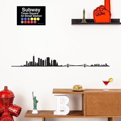 Decoración de Pared - New York V2 - Negro Tamaño Grande (1,25m)