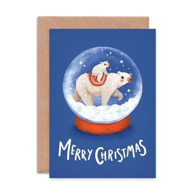 Carte de Noël boule à neige ours polaires