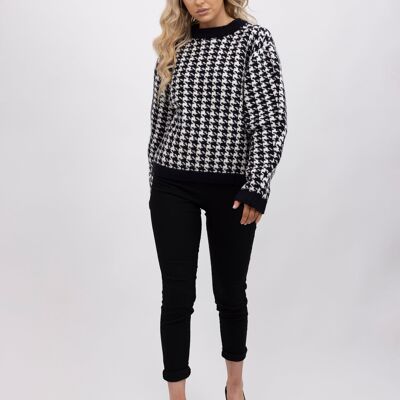Hahnentritt-Frauen-Pullover