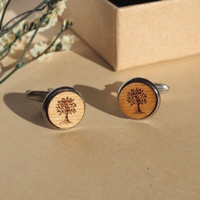 TREE wooden cufflinks