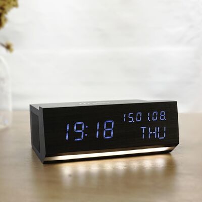 X-EQ Wireless Charging Wood Clock