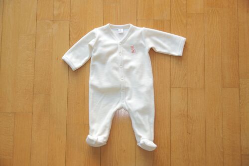 Pyjama velours Naissance ECRU - 100% coton Bio GOTS